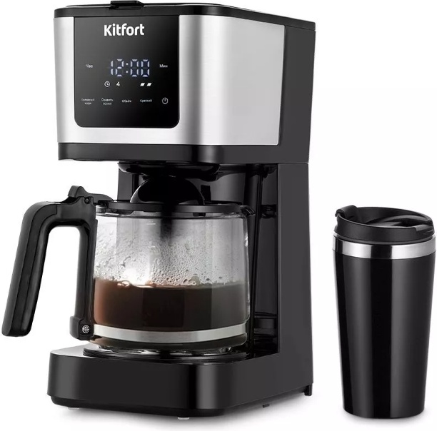 Кофеварка Kitfort КТ-7217 черный, серебристый