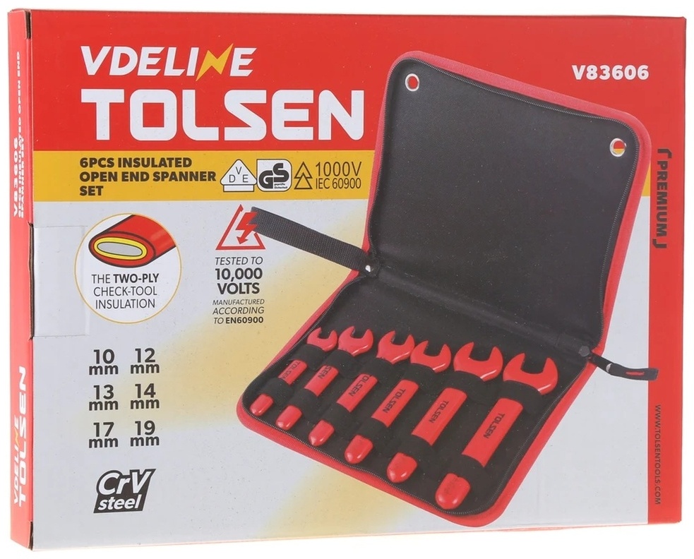 Набор ключей гаечный угловой Tolsen V83606, 10-19 мм, 6 шт