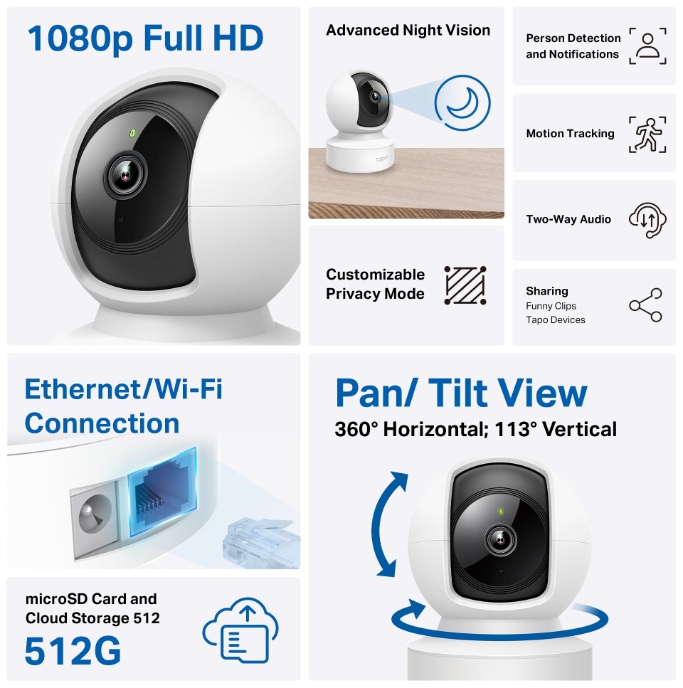 Камера видеонаблюдения TP-Link Tapo C202, 2 расширение 1920x1080