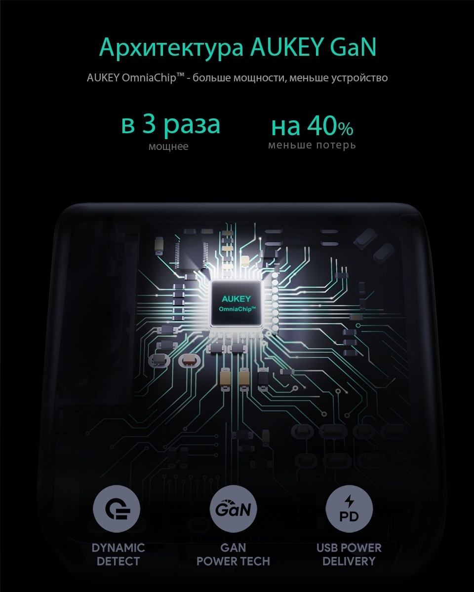 Зарядное устройство Aukey PA-B4 USB Type-C черный