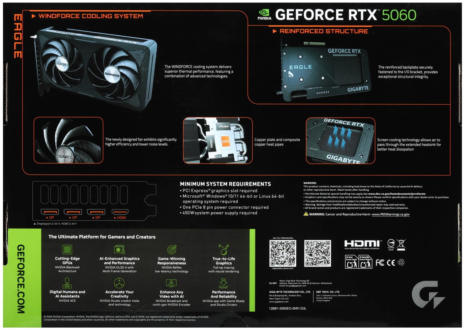 Видеокарта GIGABYTE GV-N5060EAGLE OC-8GD 8 Гб