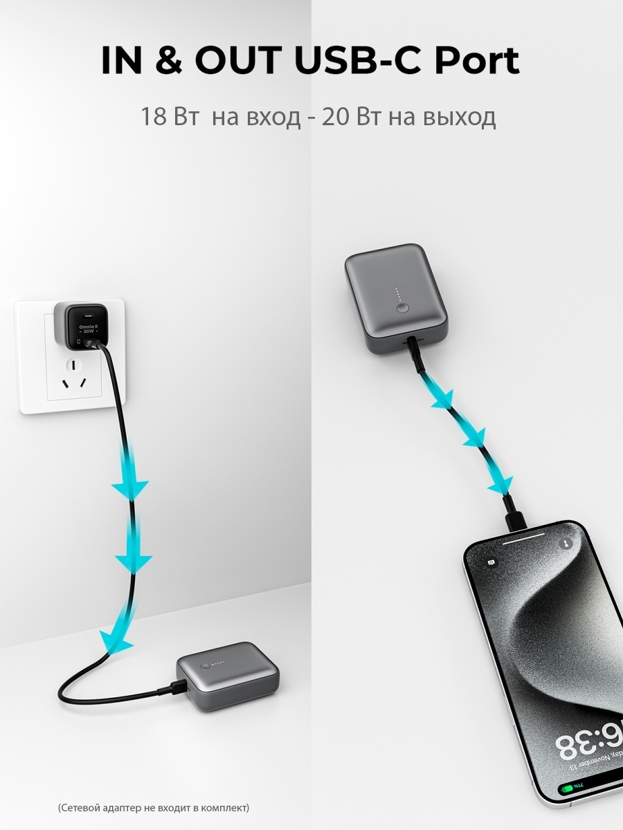 Внешний аккумулятор Aukey PB-Y55 10000 мАч серый