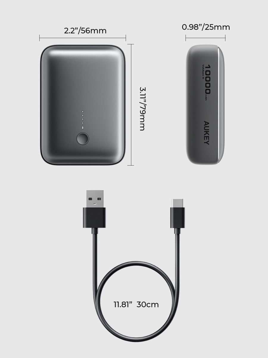 Внешний аккумулятор Aukey PB-Y55 10000 мАч серый