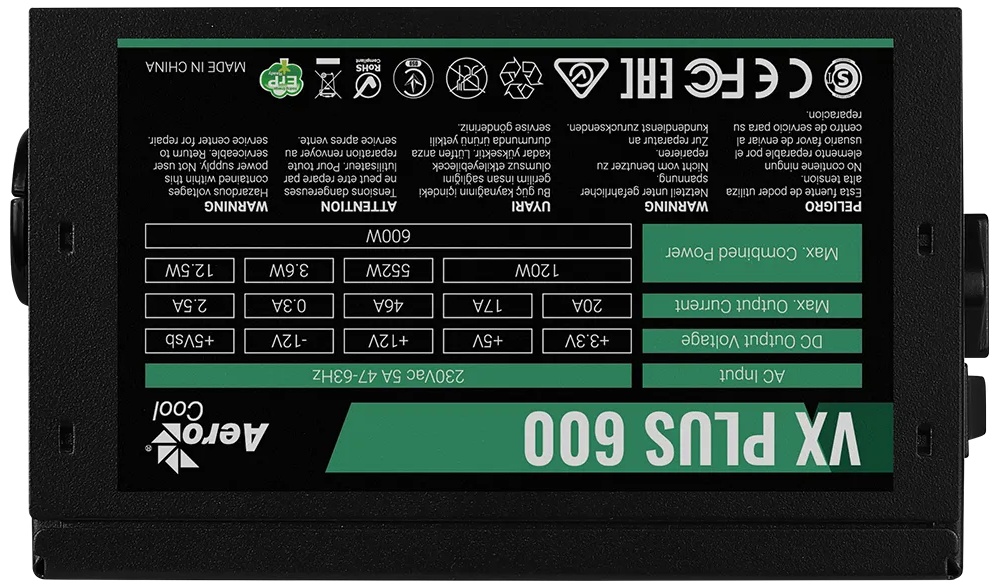 Блок питания AeroCool VX PLUS Stealth 600 ACPN-VS60NEY.12 550 Вт