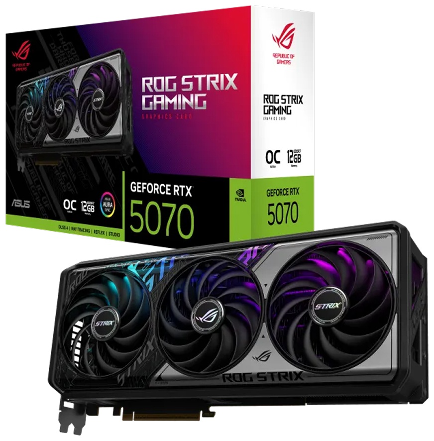 Видеокарта ASUS ASUS ROG Strix GeForce RTX 5070 12GB GDDR7 OC Edition (ROG-STRIX-RTX5070-O12G-GAMING) 12 Гб