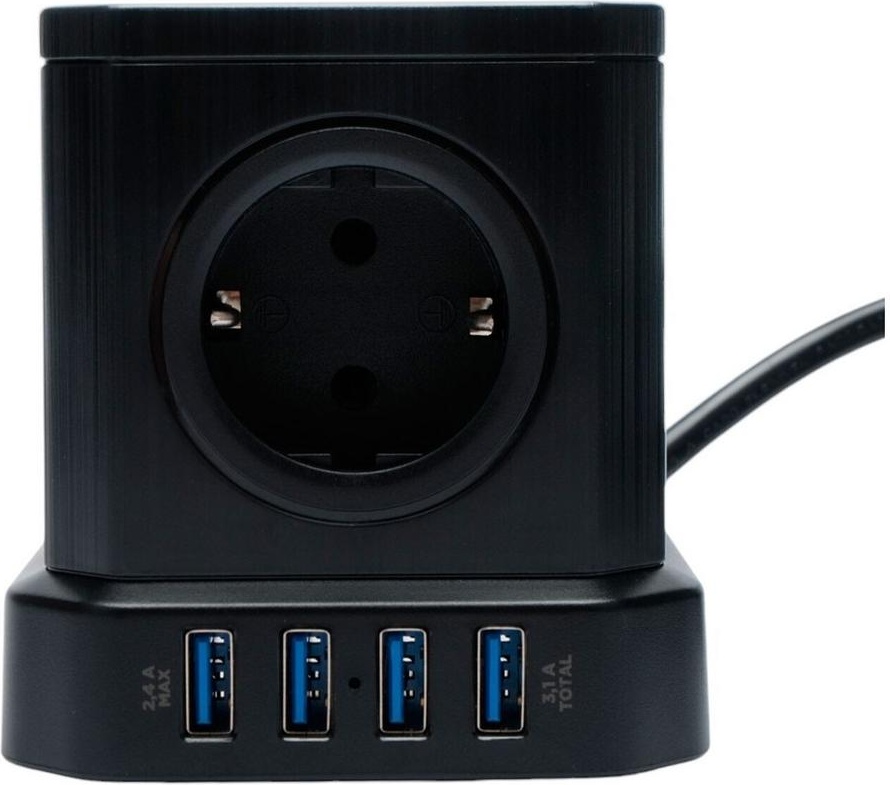 Сетевой фильтр Cablexpert TWR-5-U4-B-3, 3 м