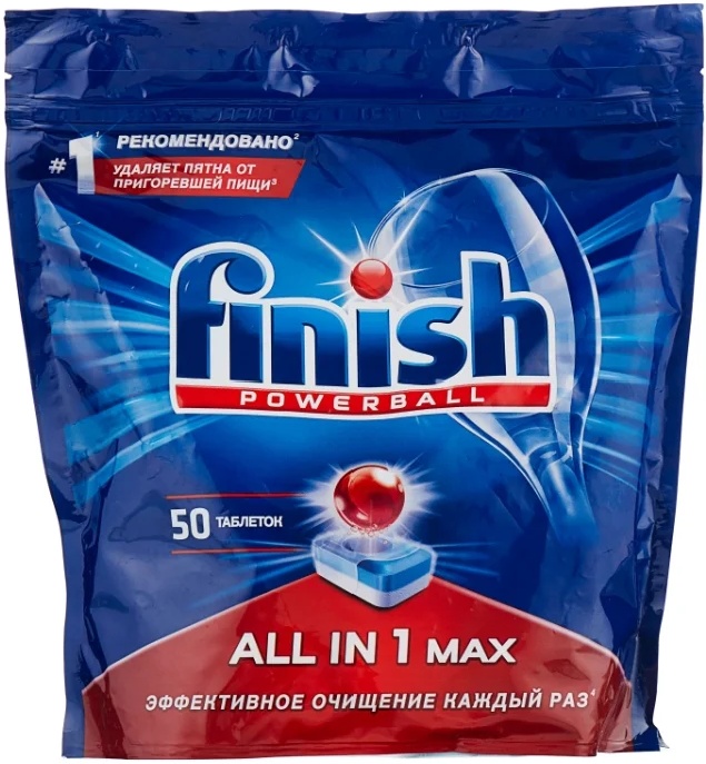 Таблетки для посудомоечных машин Finish All in 1, 50 шт в упаковке