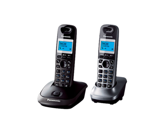 Panasonic KX-TG2512RU2 сымсыз телефоны, қара-сұр метал түсті/сұр метал түсті