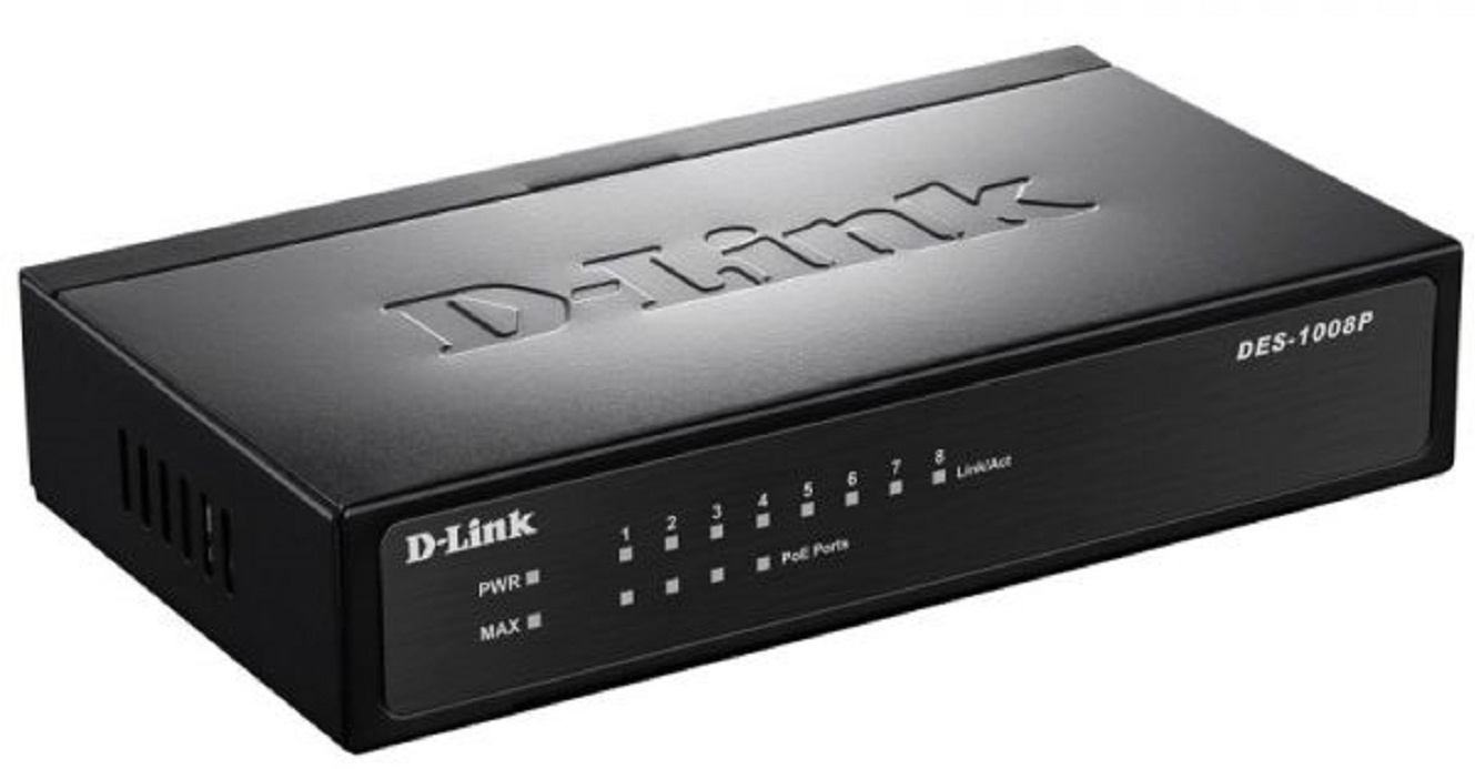  Коммутатор D-Link DES-1008P/C1A черный