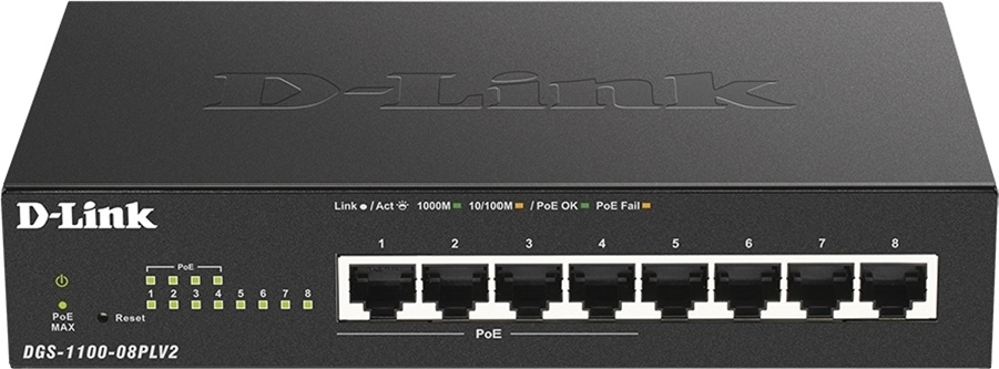Коммутатор D-Link DGS-1100-08PLV2/A1A черный