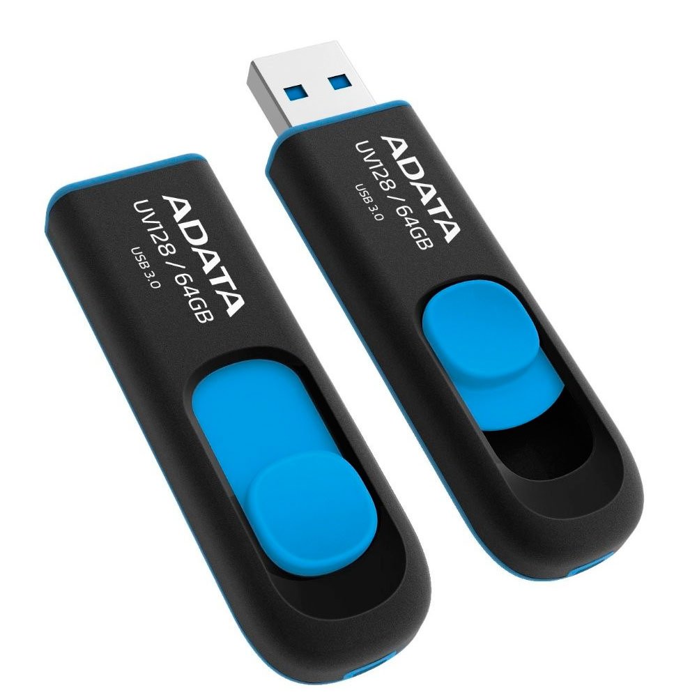 USB Flash карта ADATA UV128 64GB черный-синий