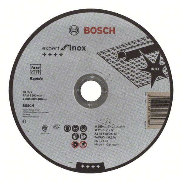 Отрезной диск Bosch 2608603406 Expert for Inox, 180 х 1,6 мм