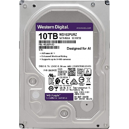 HDD Western Digital Purple Surveillance WD102PURZ SATA 6Gb/s 10Tb қатқыл дискісі 