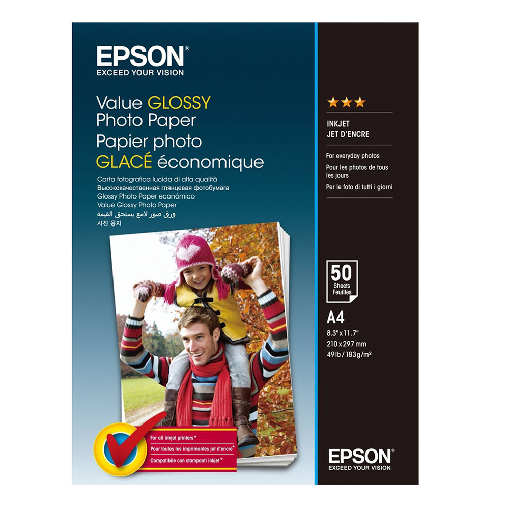 Фотобумага для струйной печати Epson Value Glossy Photo Paper A4, 183г/м2, 50 листов, глянцевая