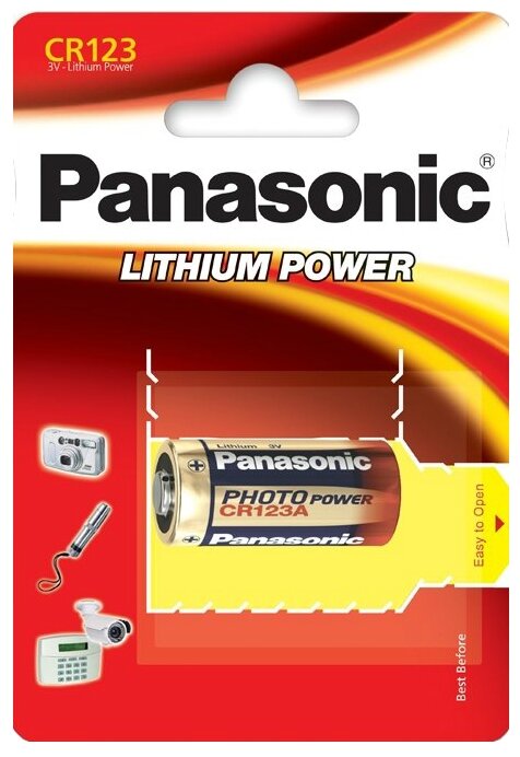 Panasonic Lithium Power CR123 батарейкасы, 1 дана