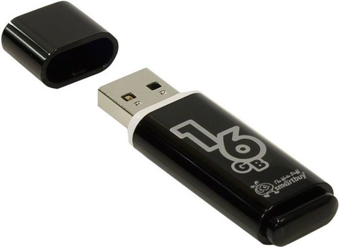USB Flash карта Smartbuy Glossy SB16GBGS-K, 16Gb, черная