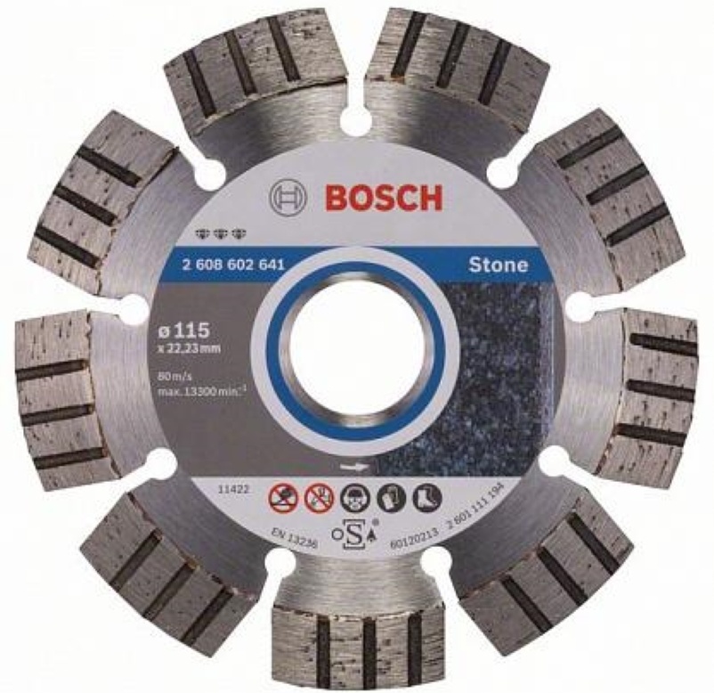 Диск алмазный отрезной Bosch Best For Stone, 2608602641, 115х22.23