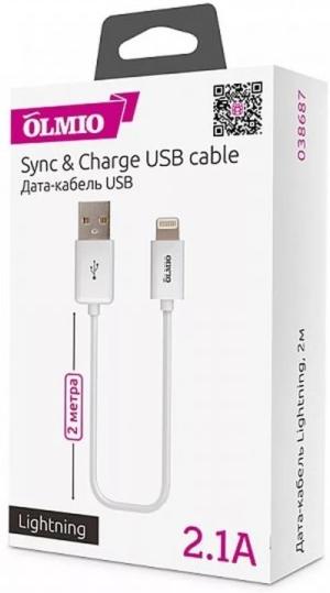 OLMIO 038687 USB 2.0 - Apple Lightning 2 м белый