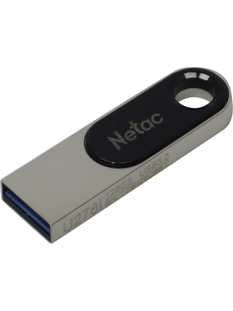 USB Flash карта Netac U278, 128GB, черная-серебристая