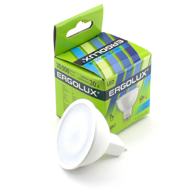 Светодиодная лампа Ergolux LED-JCDR-7W-GU5.3-6K