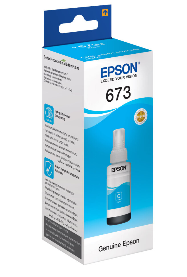 Чернила Epson C13T67324A, 70 мл, голубые