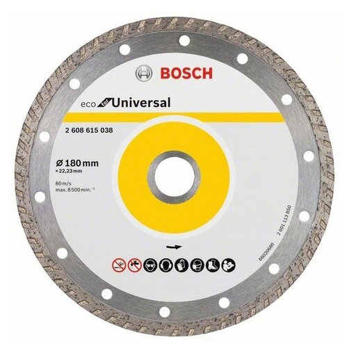 Алмазный отрезной круг Bosch 2608615038, ECO for Universal Turbo, 180x22.23 мм