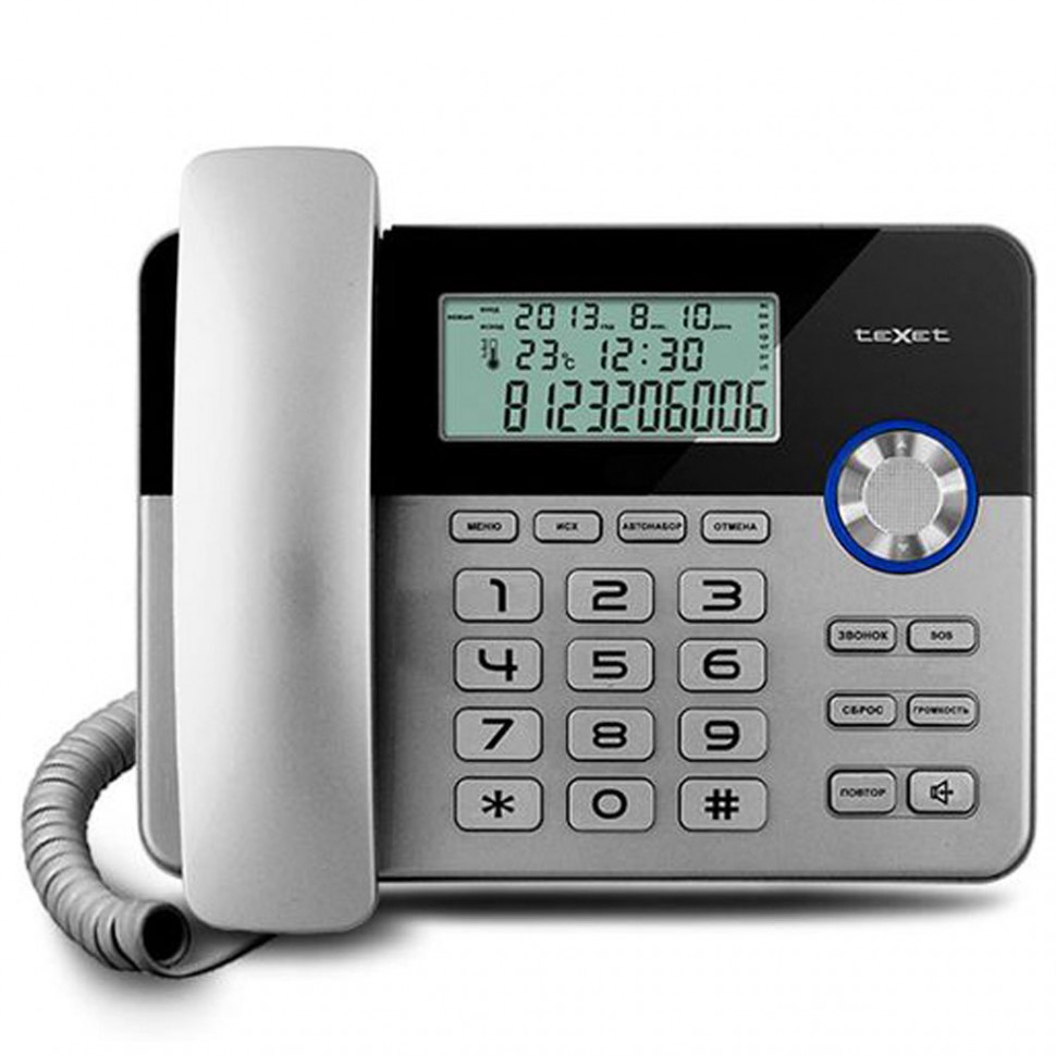 Телефон проводной  Texet TX-259 черный-серебристый