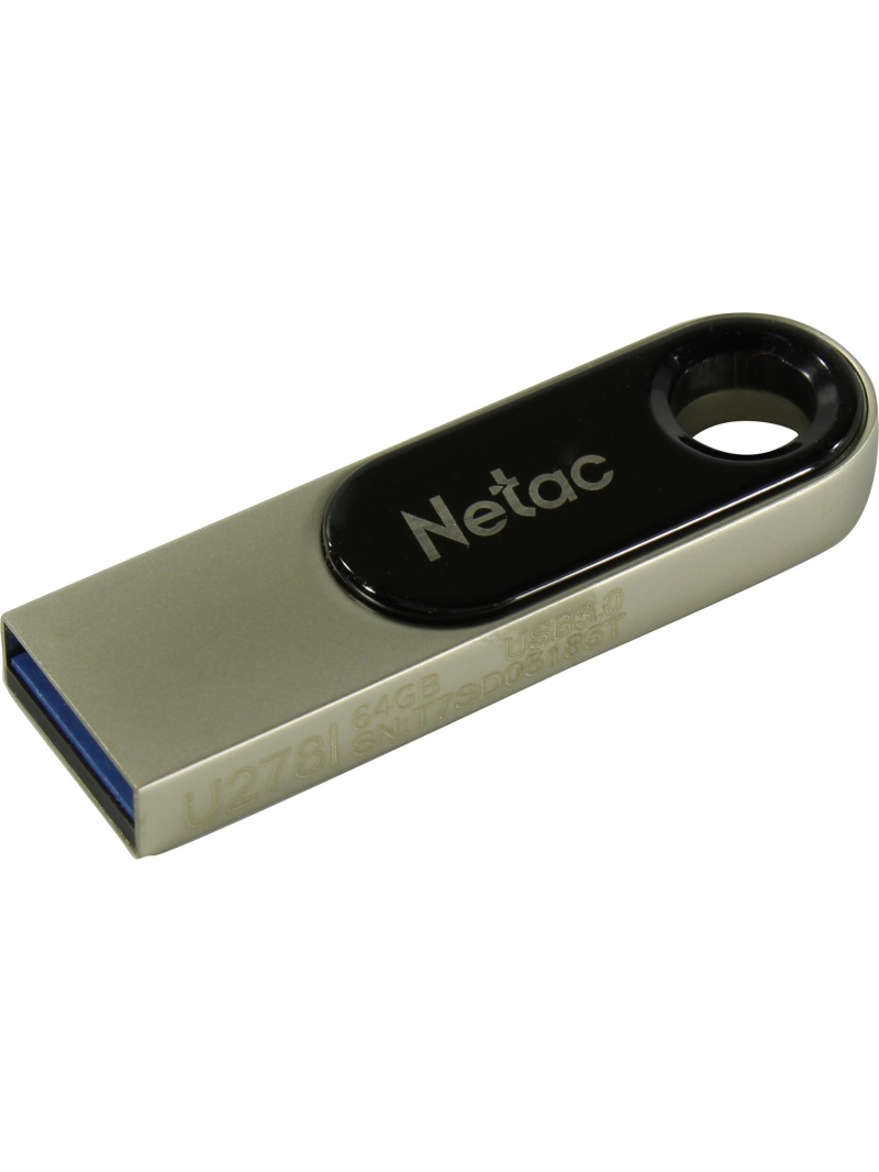 USB Flash карта Netac U278, 64GB, черная-серебристая