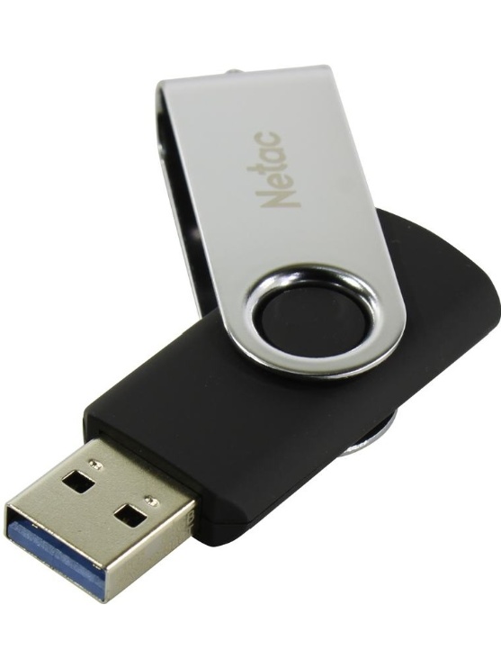 USB Flash карта Netac U505, 64GB, черная-серебристая