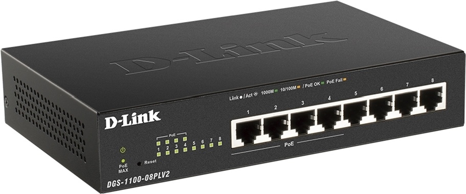 Коммутатор D-Link DGS-1100-08PLV2/A1A черный
