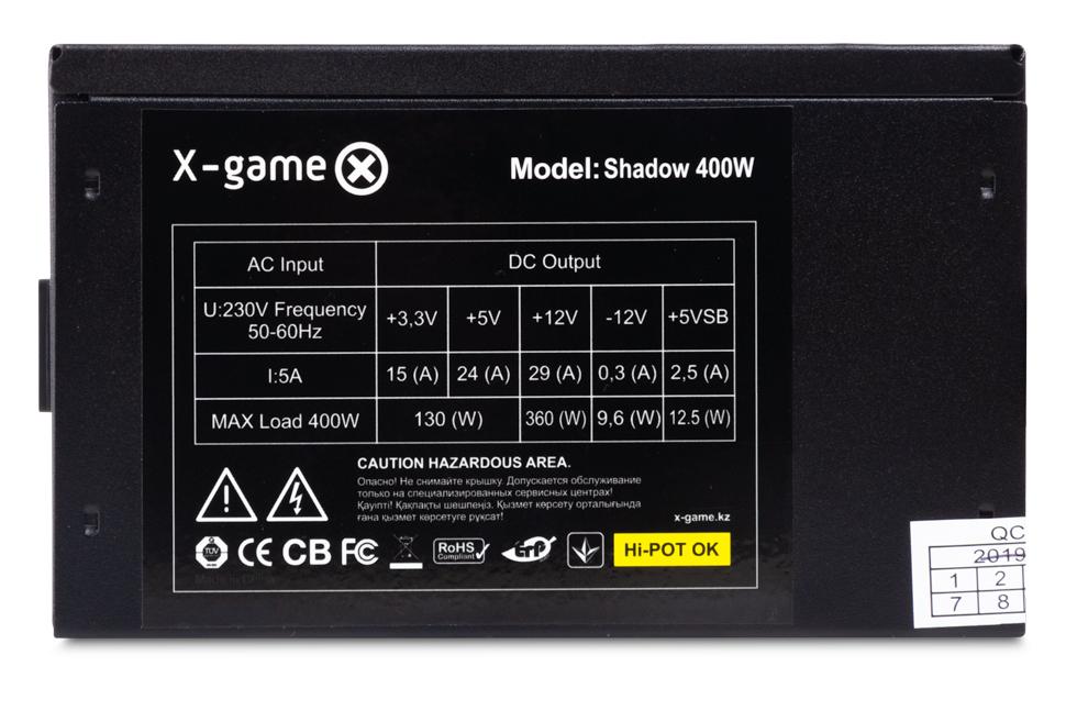 Блок питания X-Game Shadow 400W