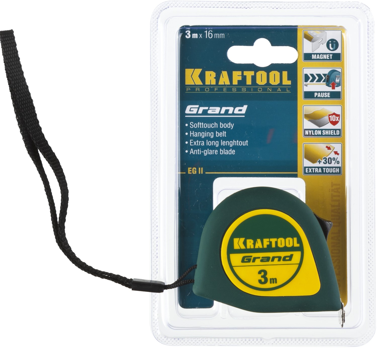 Рулетка Kraftool Grand 34022-03-16, 3м х 16мм