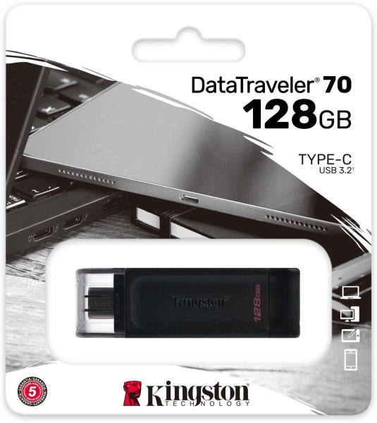 USB Flash карта Kingston DT70/128GB, 128Gb, черная